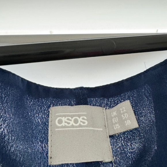 ASOS CURVE Fit & Flare Mesh Dress with Square Neck - Navy/white / US 18 - Picture 2 of 6